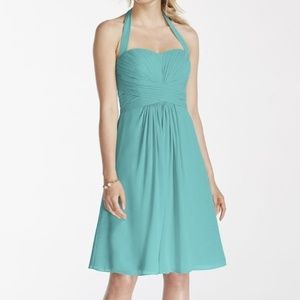 David's Bridal Chiffon Halter Bridesmaid Dress
